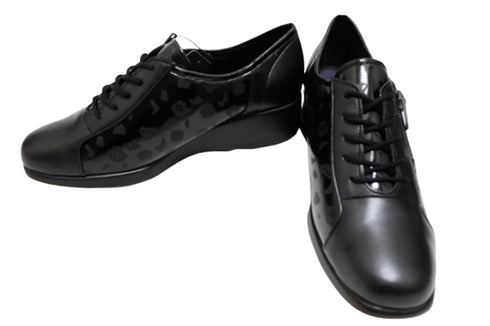 【ナチュラルバック 5283 ブラックエナメル】サイドジップ靴紐シューズ